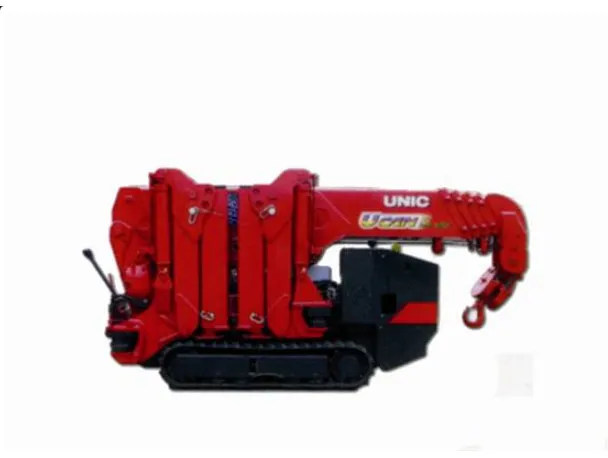 Minigru UNIC URW-295 chiusa in posizione di trasporto